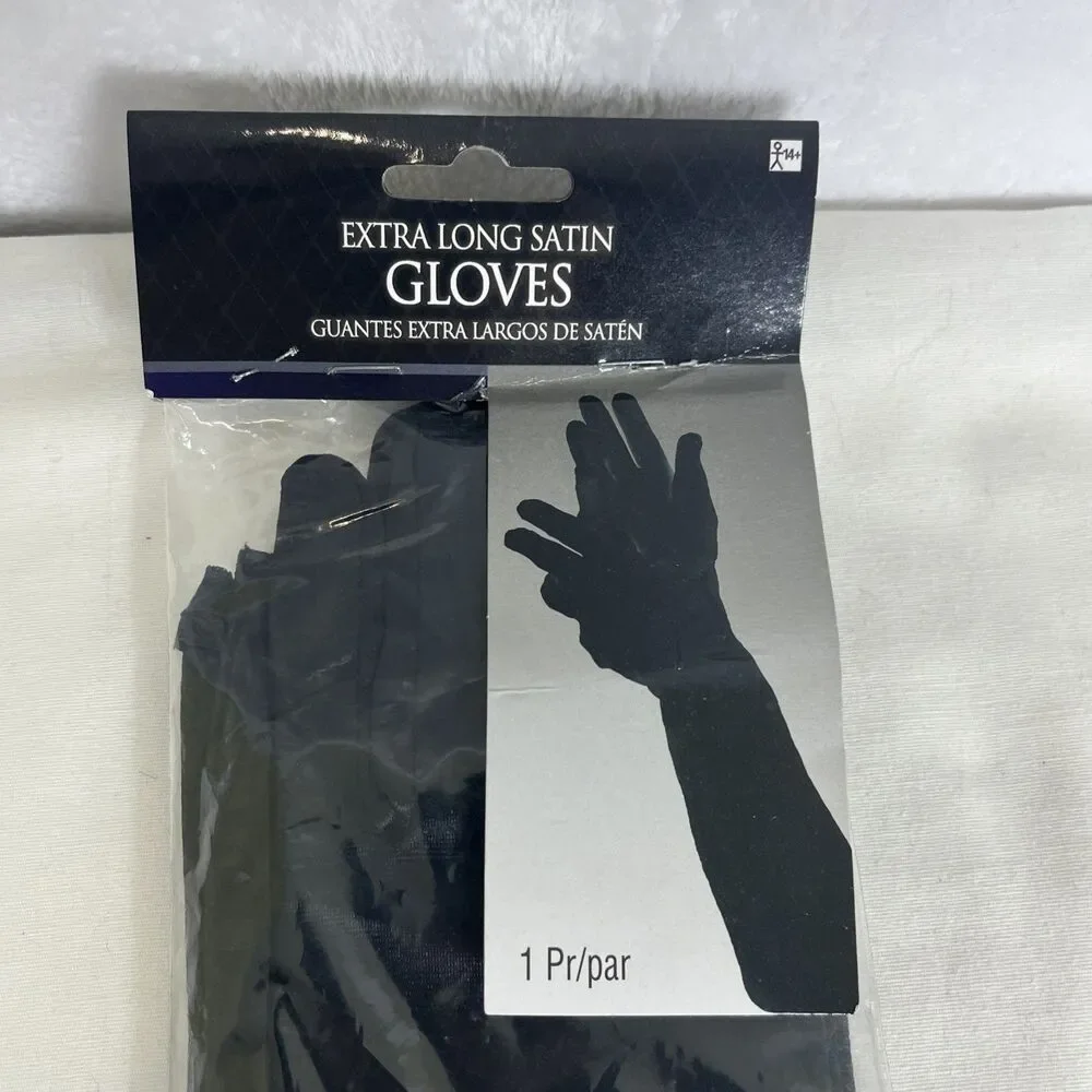 Gantz Extra Long Satin Gloves Black One Size NEW